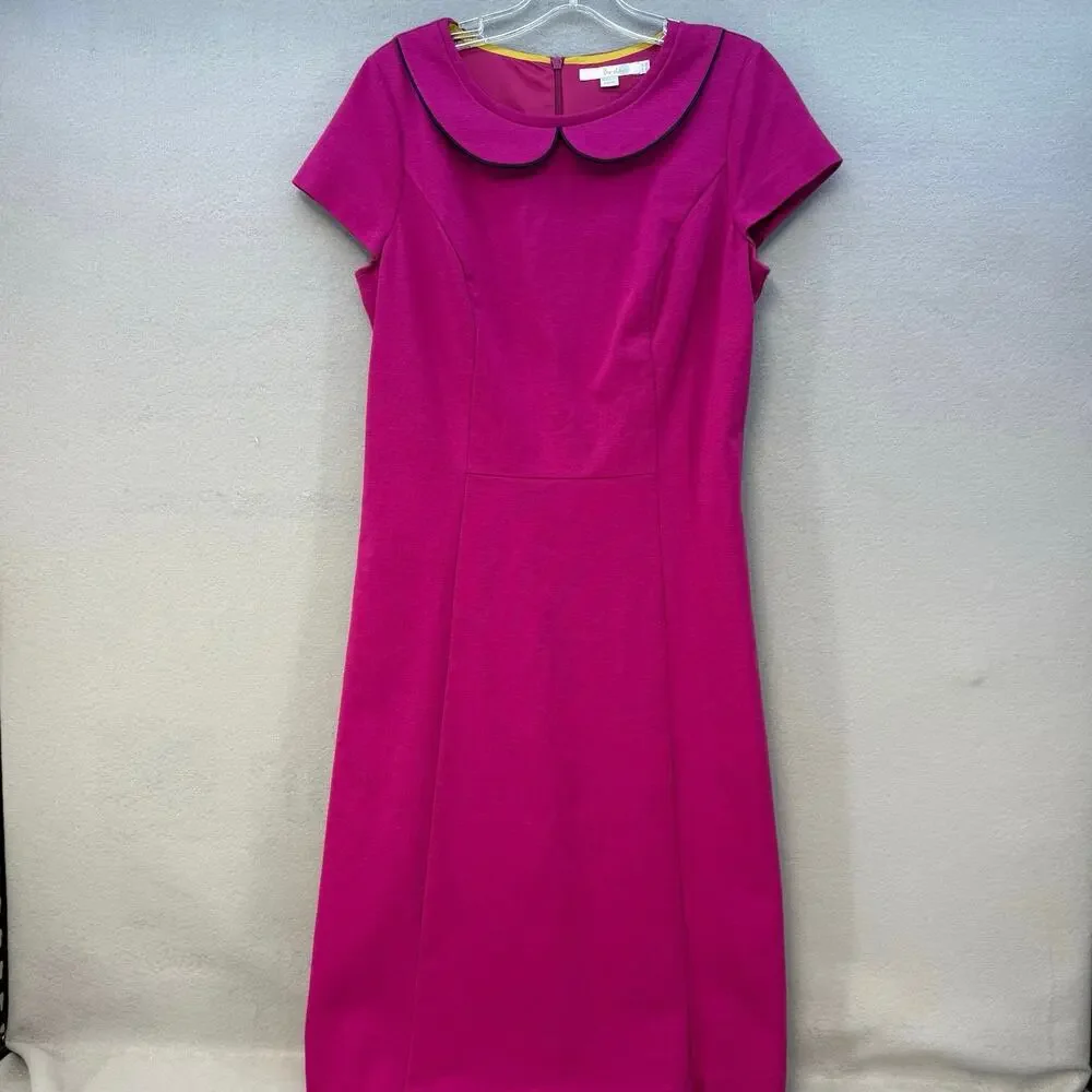 Boden Dress Women's 10 L Magenta Navy Short Sleave Sheath Dress Lined EUC - Picture 1 of 9